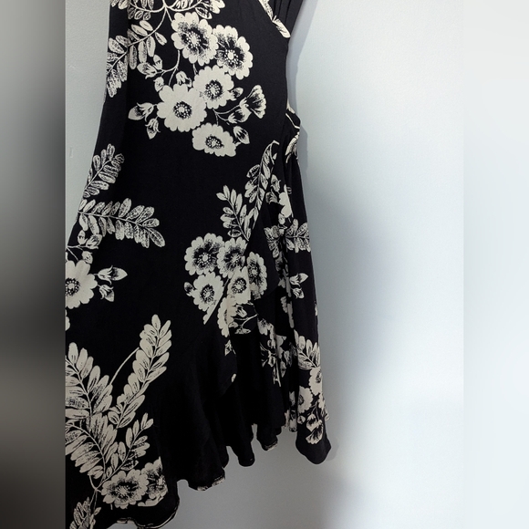 Part Two Women's M Floral Midi Black Wrap Dress Feminine Boho - Picture 8 of 9